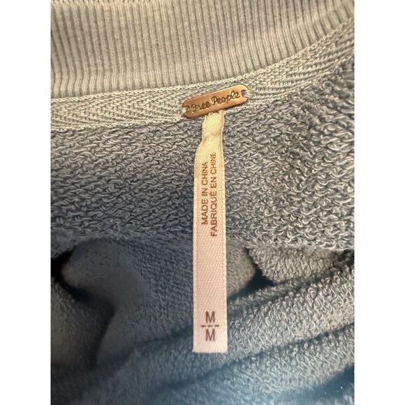 Free People Sunchild Sweatshirt Baby Doll Mini Dress Rainsong Blue Medium - Picture 4 of 12